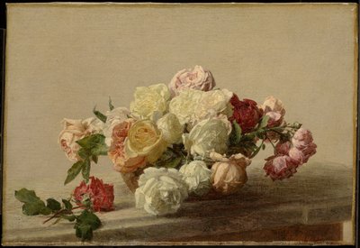 Rosenschale auf einem Marmortisch von Henri Fantin-Latour