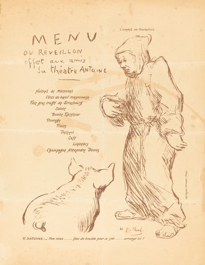 Menu du réveillon offert aux amis du Théâtre Antoine von Henri Gabriel Ibels