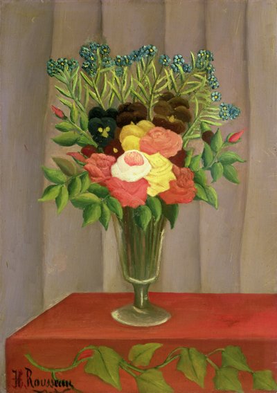 Blumen mit lavendelfarbenem Hintergrund von Henri J.F. 1844 1910 Rousseau