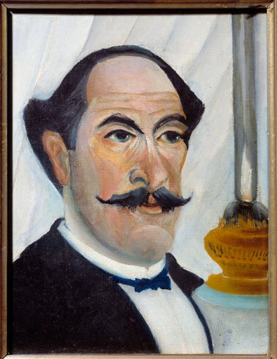 Selbstporträt mit Lampe Gemälde von Henri Rousseau dit Le Douanier Rousseau von Henri J.F. Rousseau
