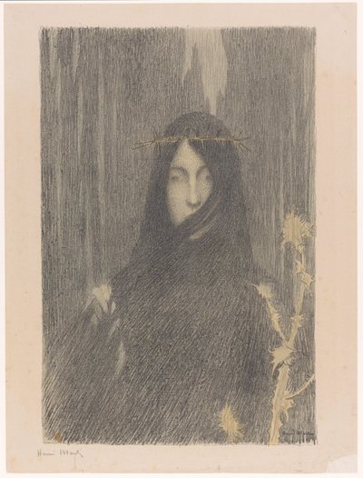 Langhaarige Frau mit Dornenkrone von Henri Jean Guillaume Martin
