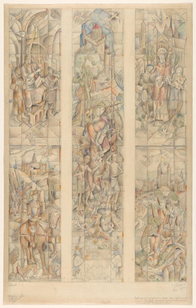 Entwurf für ein Glasfenster im neuen Regierungsgebäude in Maastricht von Henri Jonas (signed by artist)
