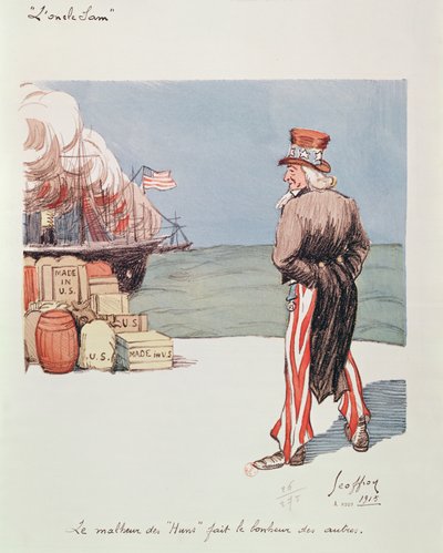Karikatur von Onkel Sam zur Zeit des Ersten Weltkriegs, 1915 von Henri Jules Jean Geoffroy