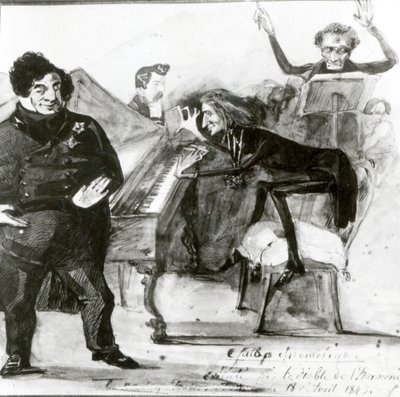 Galop Chromatique Karikatur von Luigi Lablache, Franz Liszt (1811-86) am Klavier und Francois Habeneck von Henri Lehmann
