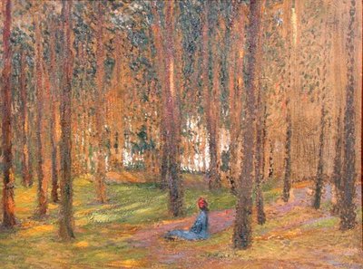 Ein Spaziergänger, der im Wald sitzt, ca. 1890 von Henri Martin