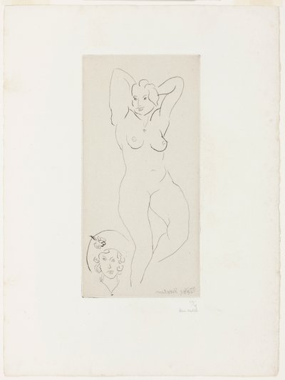Weiblicher Akt mit erhobenen Armen und Kopf einer Frau von Henri Matisse