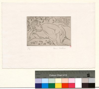 Liegende Figur, blumiger Hintergrund von Henri Matisse