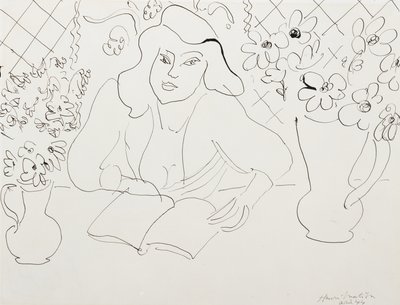 Modell mit einem Buch von Henri Matisse