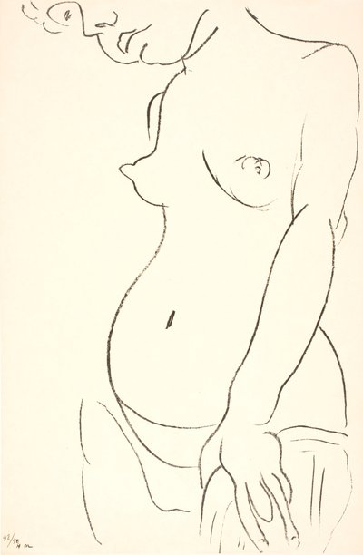 Nackte Frau als Halbfigur im Dreiviertelprofil nach links. Der obere Teil des Kopfes ist beschnitten von Henri Matisse