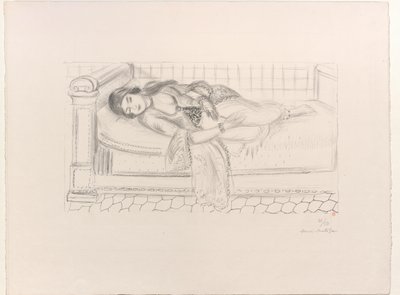 Orientalin auf Ruhebank, Boden aus roten Fliesen von Henri Matisse