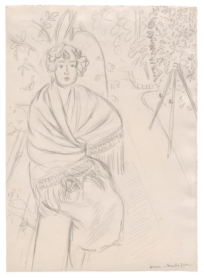 Frau mit einem Schal im Garten von Henri Matisse