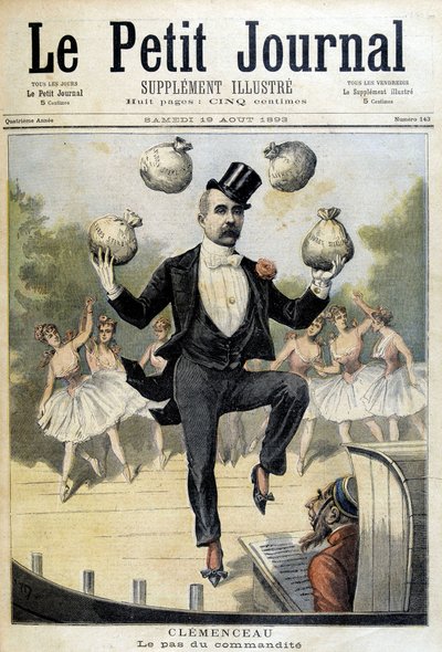 Georges Clemenceau jongliert mit den Pfund Sterling - in „Le Petite Journal“ vom 19.08.1893 von Henri Meyer