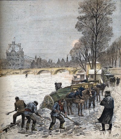 Paris unter dem Schnee 1895, Kleines Journal von 1895 (Gravur) von Henri Meyer