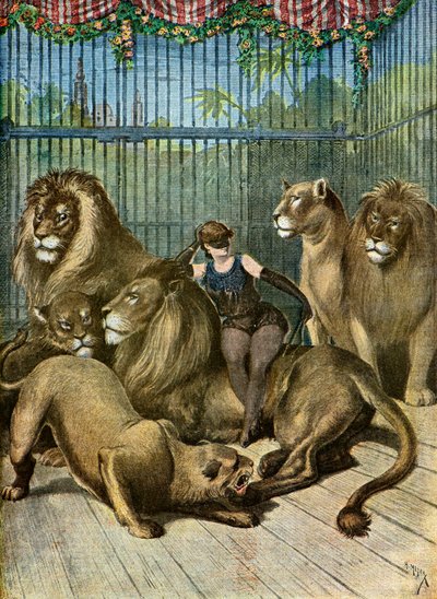 Porträt der Gräfin von X*** und ihrer Löwen 1895 (Illustration) von Henri Meyer