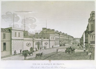 Die Bank von Frankreich von der Rue Croix-Petits-Champs, graviert von Eugene Dubois, 1800 von Henri after Courvoisier Voisin