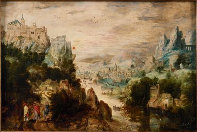 Landschaft mit Straße nach Emmaus, ca. 1540 von Henri de Herri met de Bles