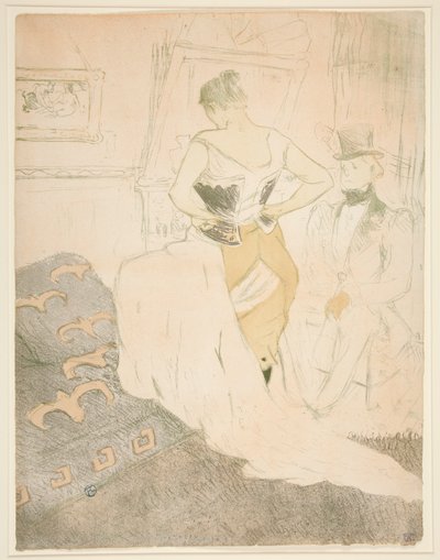Frau, die ein Korsett befestigt, vorübergehende Eroberung, aus der Serie Elles von Henri de Toulouse Lautrec