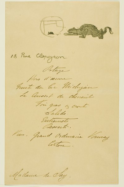 Menü für ein Abendessen gegeben von May Belfort von Henri de Toulouse Lautrec