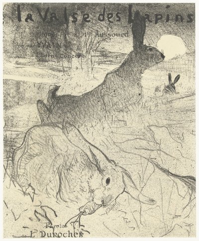 Umschlag für Musikblatt mit dem Lied La Valse des Lapins mit Kaninchen in der Landschaft von Henri de Toulouse Lautrec