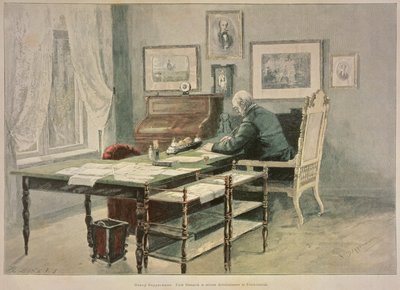 Prinz Bismarck in seinem Arbeitszimmer in Friedrichsruh, ca. 1890 von Henriette Deppermann