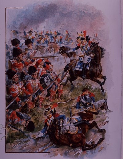 Hochlandsoldaten bilden ein Quadrat gegen die französische Kavallerie bei Quatres Bras von Henry A. Payne