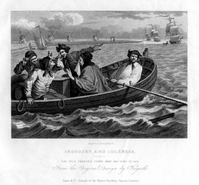 Der faule Lehrling zur See geschickt, Tafel V von Fleiß und Faulheit, 1833 von Henry Adlard