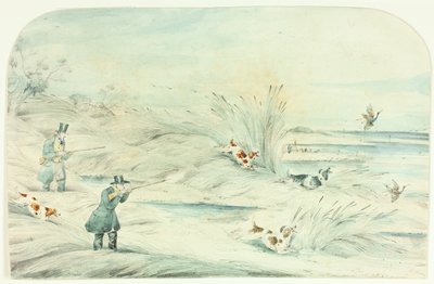 Jagd überquert Bach und schießt Enten von Henry Alken
