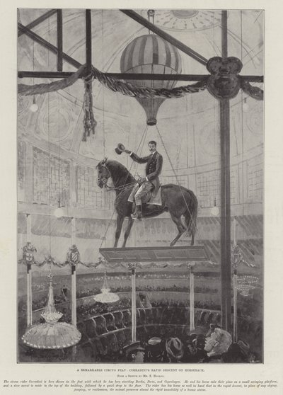 Eine bemerkenswerte Zirkusleistung, Corradinis schneller Abstieg vom Pferd von Henry Charles Seppings Wright