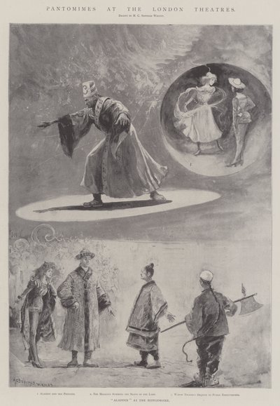 Pantomimen in den Londoner Theatern (Lithografie) von Henry Charles Seppings Wright