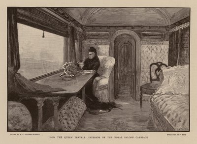 Königin Victoria im königlichen Salonwagen (Gravur) von Henry Charles Seppings Wright