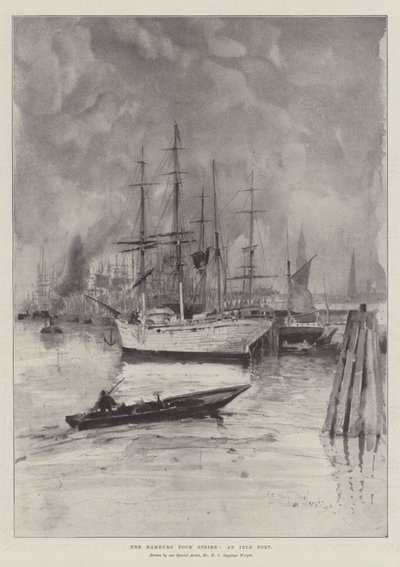 Der Hamburger Hafenstreik, ein ruhender Hafen von Henry Charles Seppings Wright
