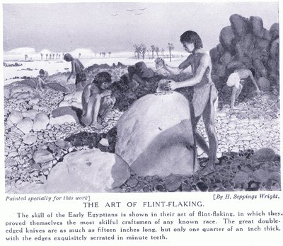 Die Kunst des Feuersteinmachens, ca. 1920 von Henry Charles Seppings Wright