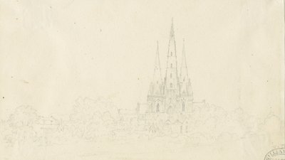 Lichfield Kathedrale - Ostansicht: Bleistiftzeichnung, undatiert [?19. Jahrhundert] von Henry Curzon Allport