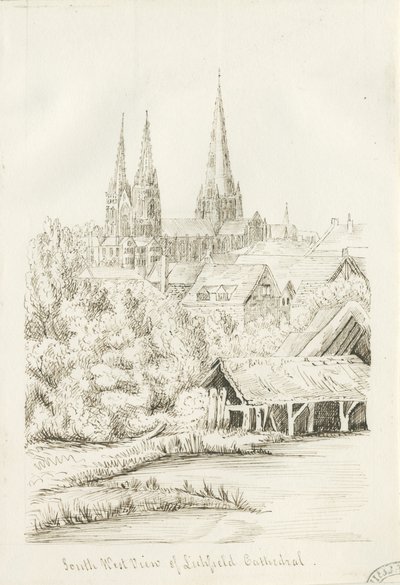 Lichfield Kathedrale - Südwestansicht von Henry Curzon Allport