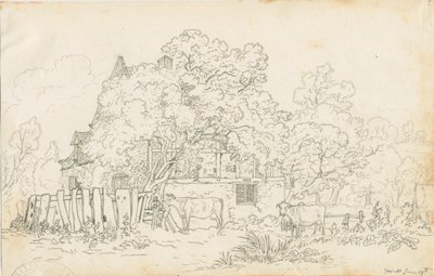 Yoxall - Altes Bauernhaus: Bleistiftzeichnung, undatiert [ca. 1815] von Henry Curzon Allport