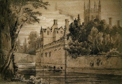 Magdalen College - Ein Blick auf den Cherwell in Richtung der Brücke von Henry Edridge