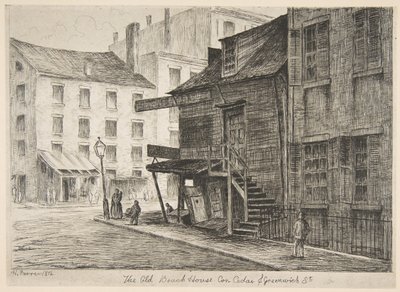 Das alte Strandhaus, Ecke Cedar und Greenwich Streets aus Szenen des alten New York von Henry Farrer