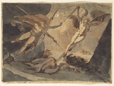 Satan erschrickt vor dem Berühren von Ithuriels Speer von Johann Heinrich Füssli