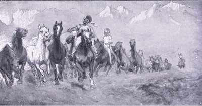 Indische Kulis bringen Remounts nach Stellens bosch, aus After Pretoria: Der Guerillakrieg veröffentlicht von Harmsworth Bros Limited, 1901 von Henry Inglis Jodrel Sheldon Williams