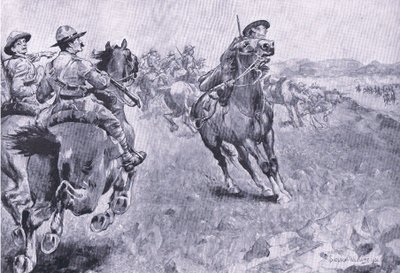 Das Rennen um das Kommando der Philips Town Road, aus After Pretoria: Der Guerillakrieg veröffentlicht von Harmsworth Bros Limited, 1901 von Henry Inglis Jodrel Sheldon Williams