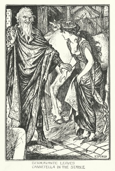 Scioravante lässt Cannetella im Stall zurück (Gravur) von Henry Justice Ford