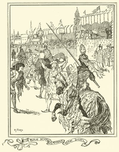 Der König stoppt das Duell (Gravur) von Henry Justice Ford