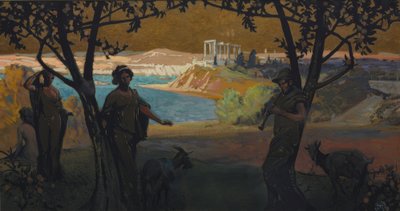 Wandbildskizze, Pastorale Studie, Nr. 1 von Henry Keller