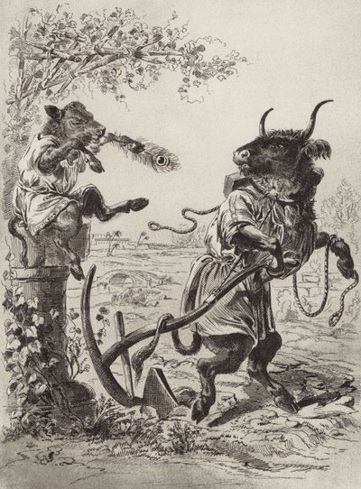 Die Fabeln des Äsop: Das mutwillige Kalb (Lithografie) von Henry Louis Stephens