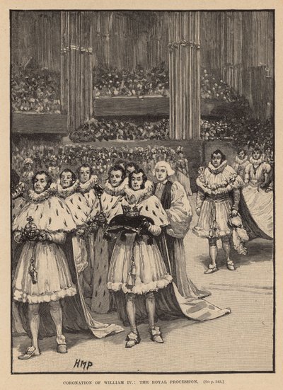 Die Krönung von König Wilhelm IV.: Der königliche Prozession (Gravur) von Henry Marriott Paget