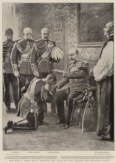 Der erste Geheime Rat des Königs, der Herzog von York küsst die Hand Seiner Majestät von Henry Marriott Paget
