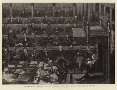 Die Eröffnung des Parlaments, Viscount Folkestone hält die Ansprache im Unterhaus von Henry Marriott Paget