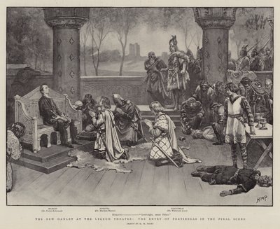 Der neue Hamlet im Lyceum Theatre, der Einzug von Fortinbras in der Schlussszene von Henry Marriott Paget
