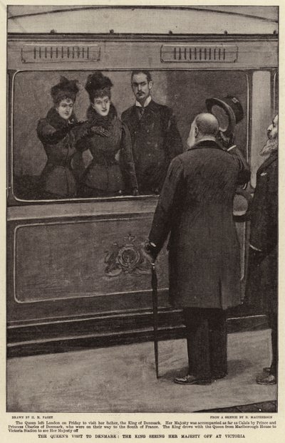 Der Besuch der Königin in Dänemark, der König verabschiedet Ihre Majestät am Victoria-Bahnhof von Henry Marriott Paget