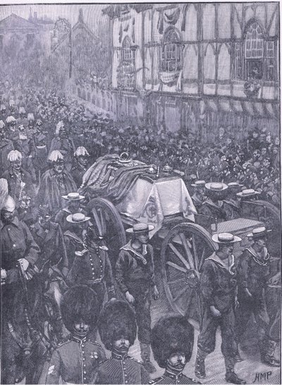 Die Beerdigung der Königin, die letzte Etappe, Illustration aus Cassells Geschichte Englands, 1900er Jahre von Henry Marriott Paget